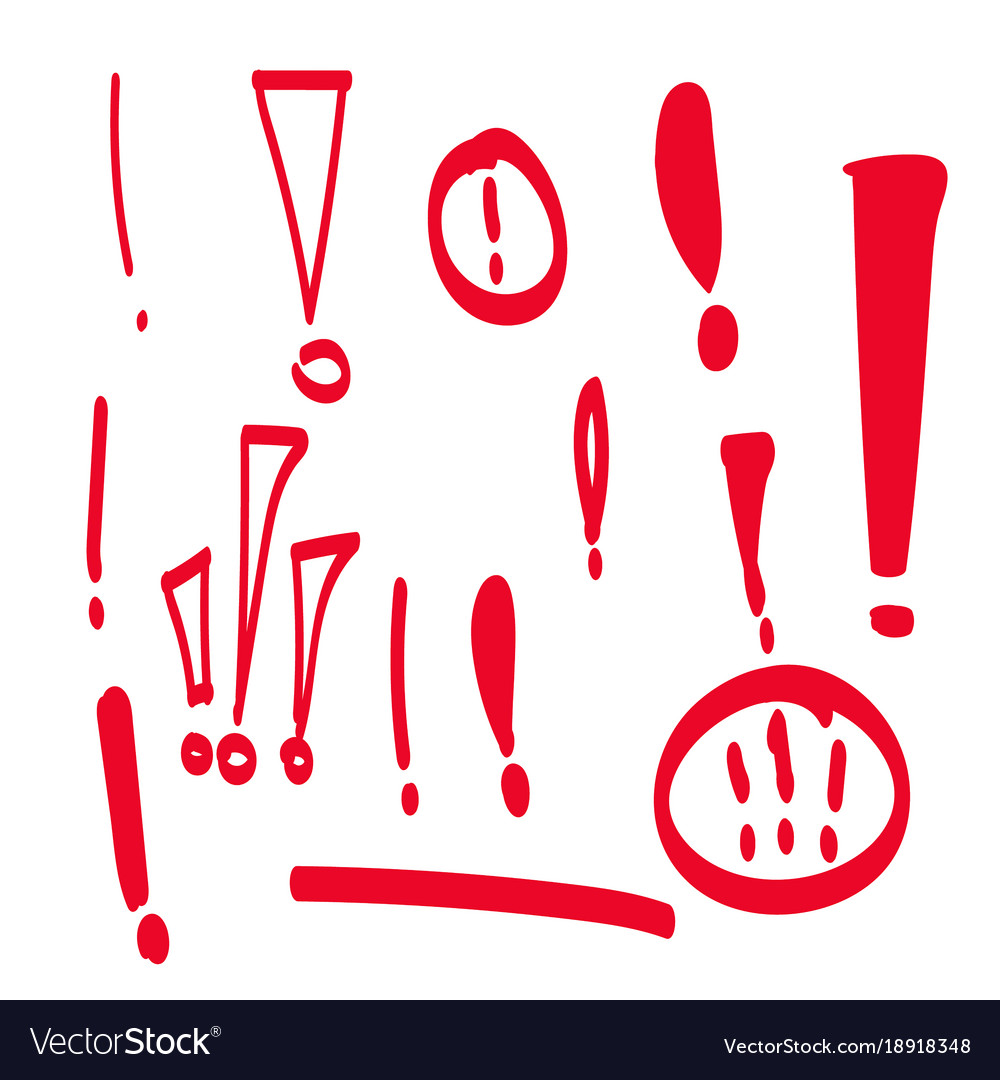 Set Hand Drawn Exclamation Mark Royalty Free Vector Image