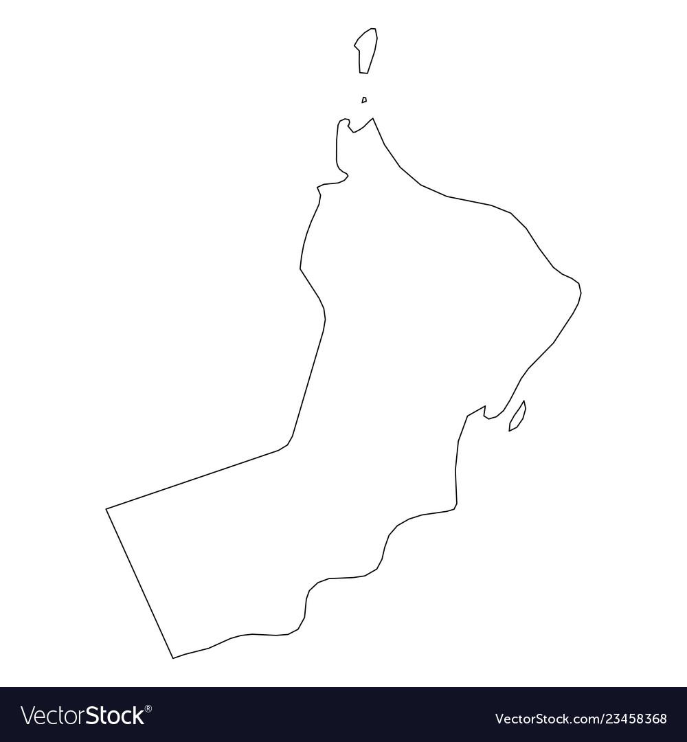 Oman Solid Black Outline Border Map Of Country Vector Image