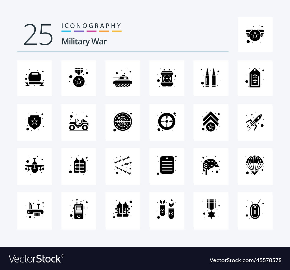 Military War Solid Glyph Icon Pack Including Vector Image