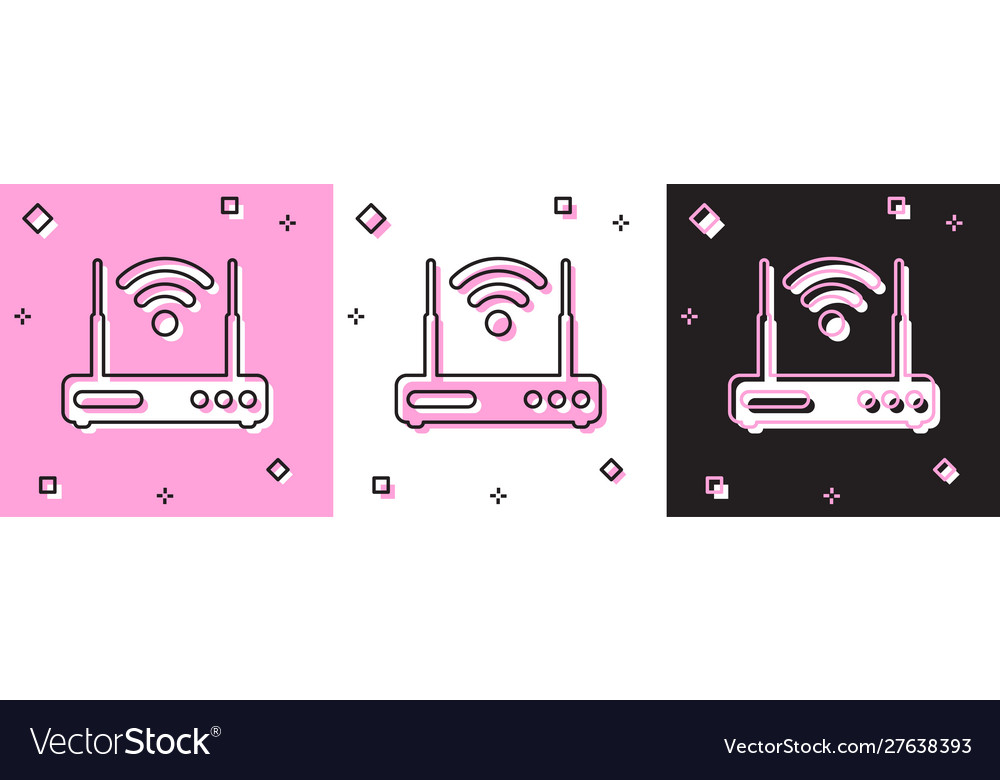 Set Router And Wi Fi Signal Symbol Icon Isolated Vector Image