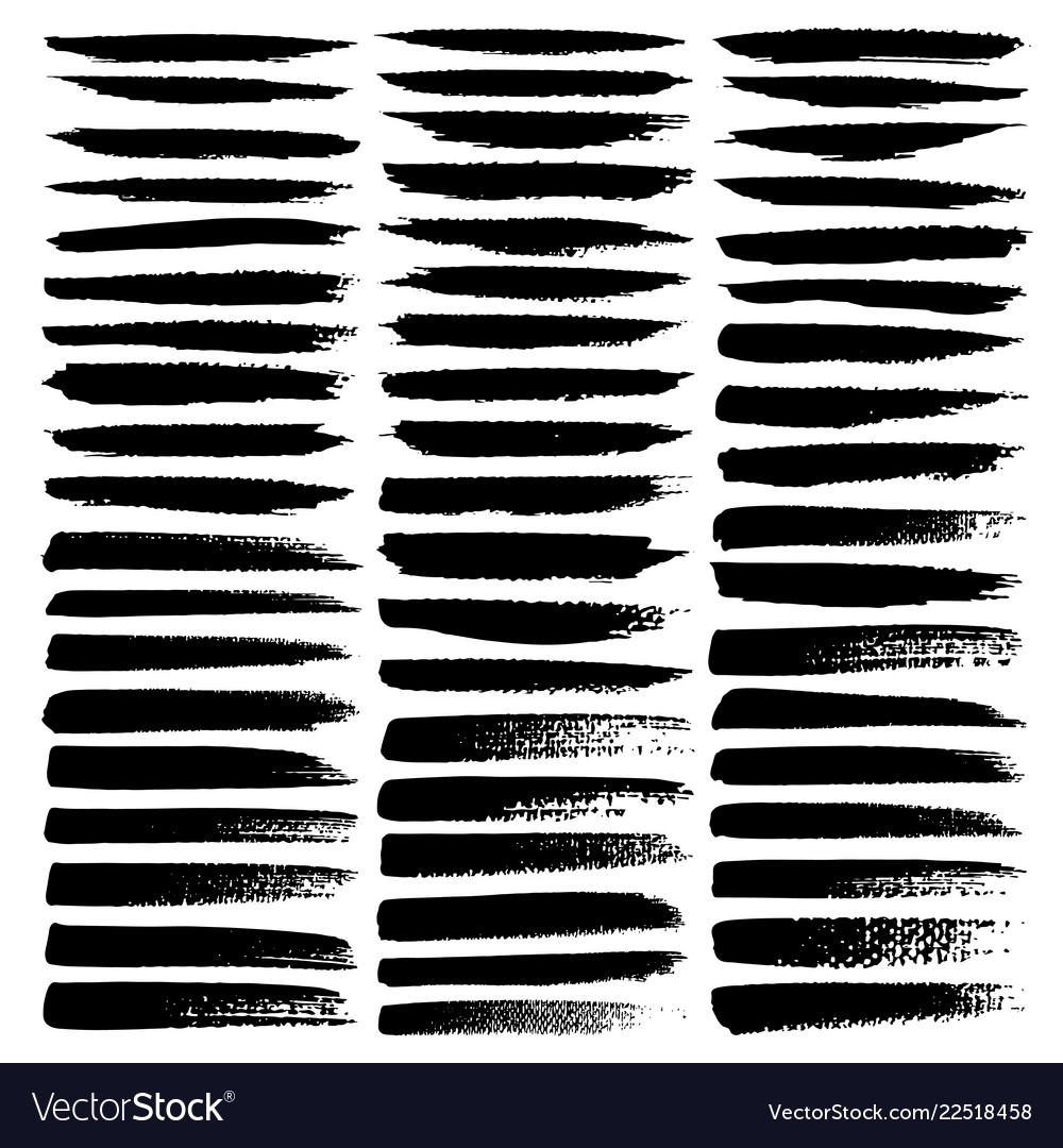 Set Of Brush Stroke Black Ink Grunge Royalty Free Vector