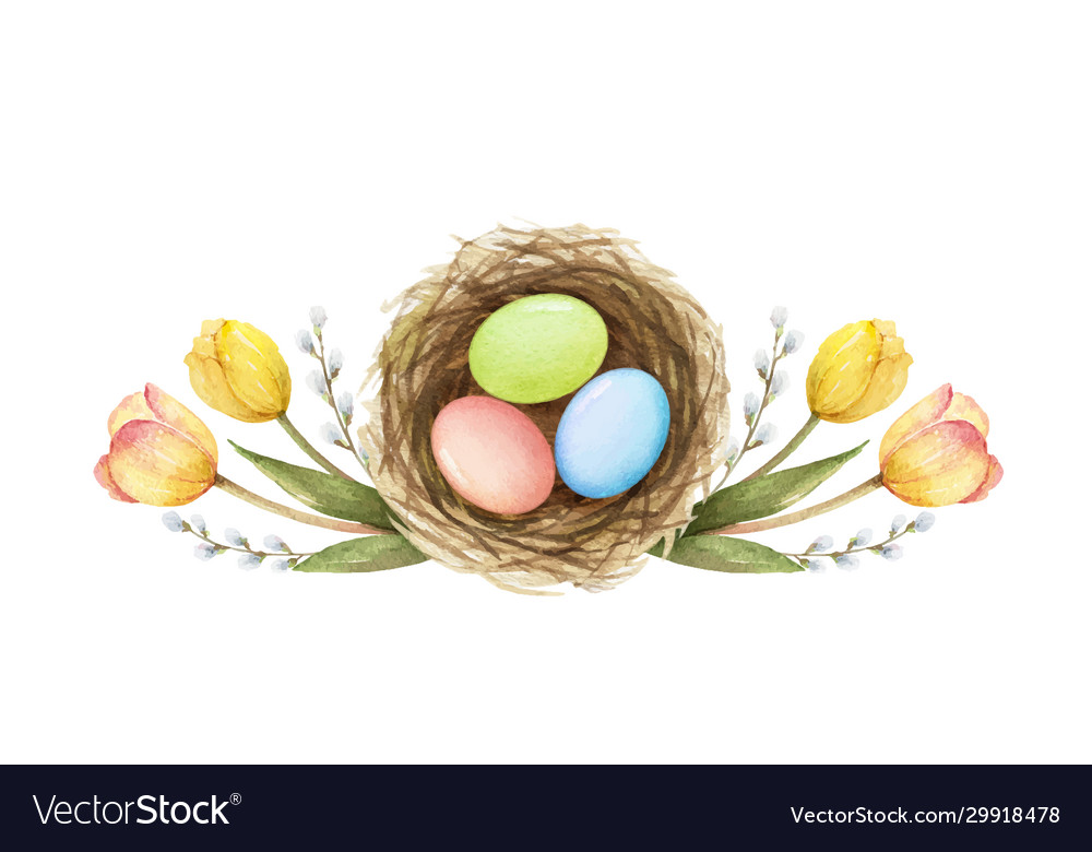 Happy Easter Watercolor Hand Painted Royalty Free Vector