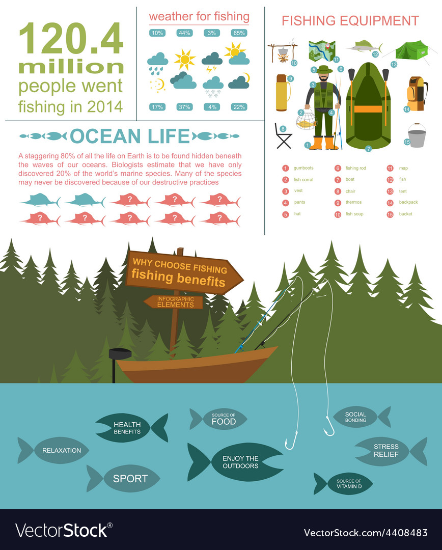 Fishing Infographic Elements Benefits Royalty Free Vector