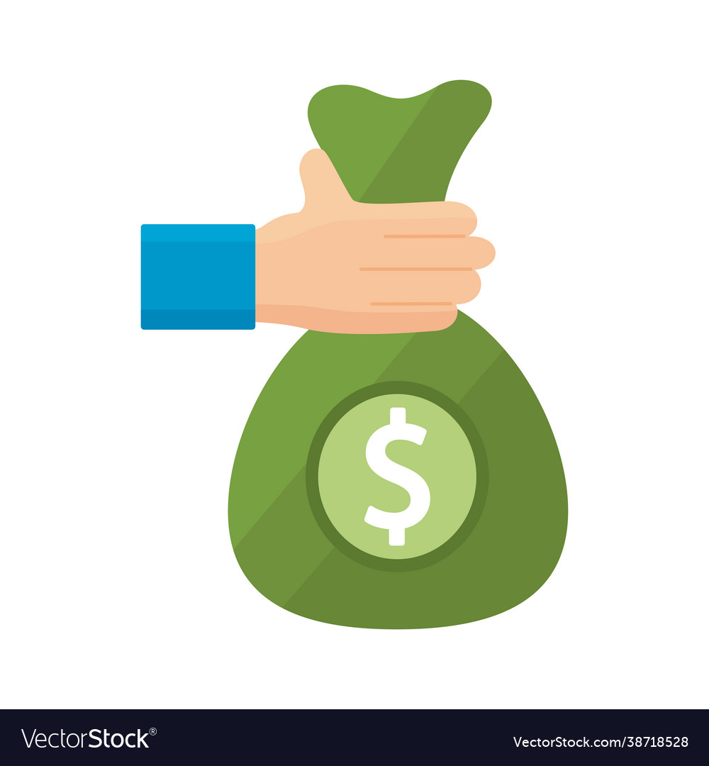 Hand Holding Money Bag Royalty Free Vector Image