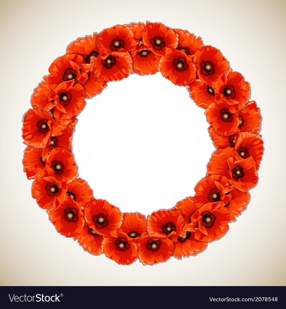 Wreath Poppies Royalty Free Vector Image Vectorstock