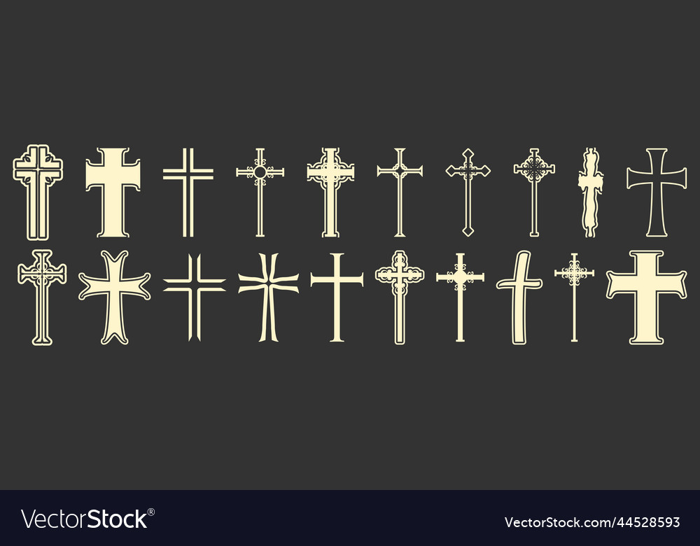 Christian Crosses Icons Collection Religion Vector Image