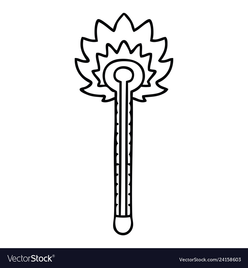 Quirky Line Drawing Cartoon Hot Thermometer Vector Image