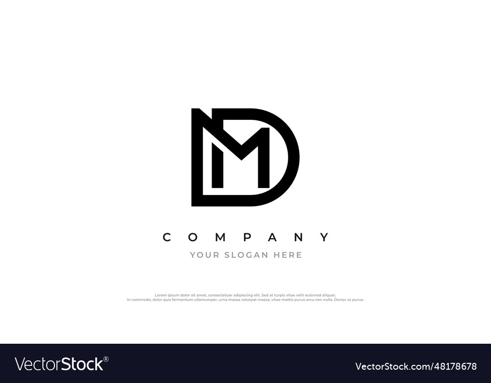 Initial Letter Dm Or Md Logo Design Royalty Free Vector