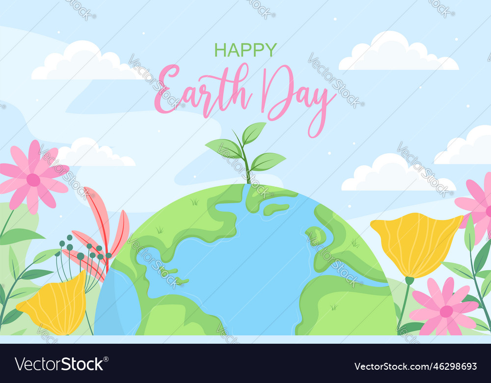 Happy Earth Day Poster Or Banner With Of Natural Vector Image