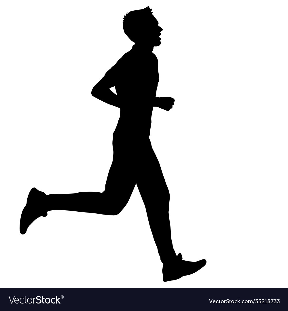 Black Silhouettes Runners Sprint Men On White Vector Image