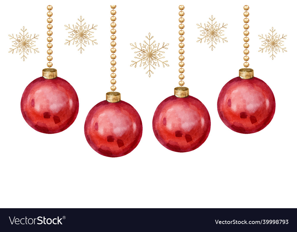 Christmas Watercolor With Red Royalty Free Vector Image