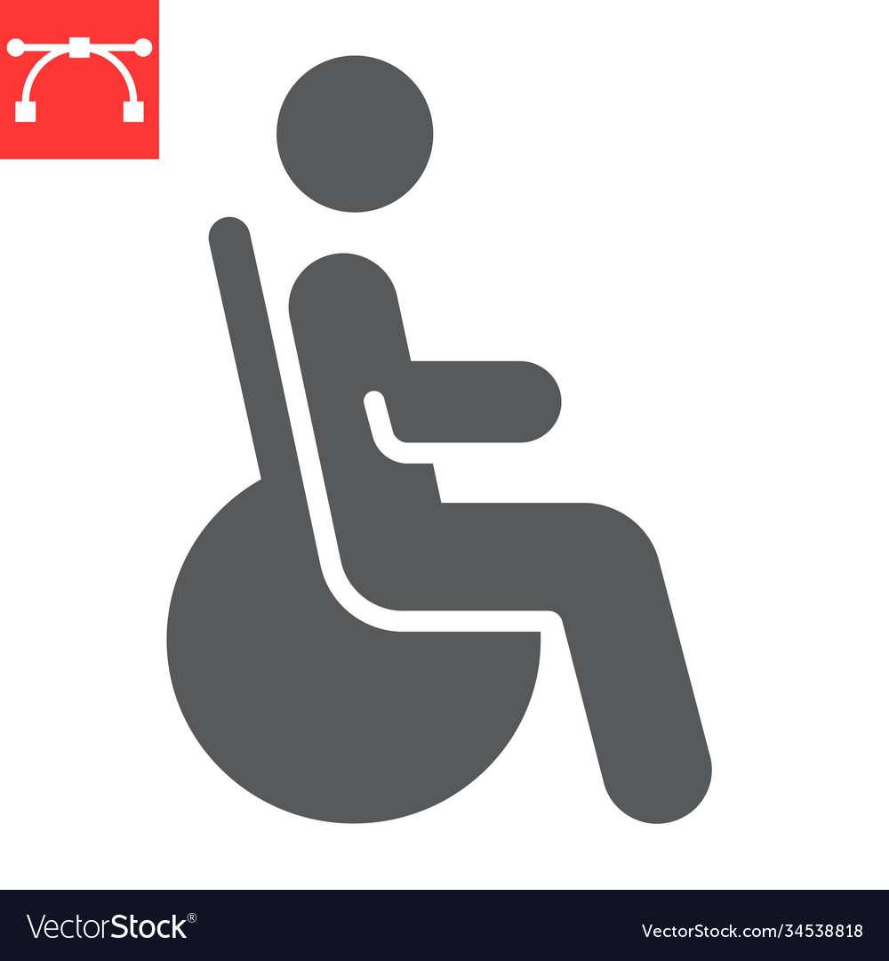 Disabled Person Glyph Icon Disability Royalty Free Vector