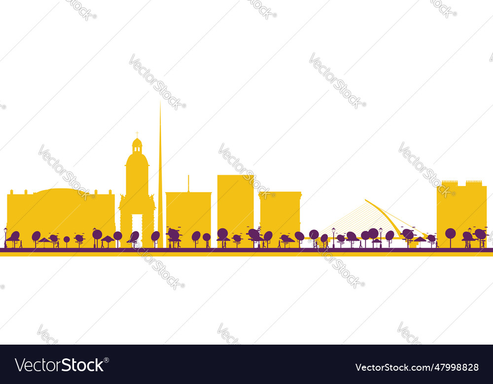 Abstract Dublin Ireland City Skyline Silhouette Vector Image