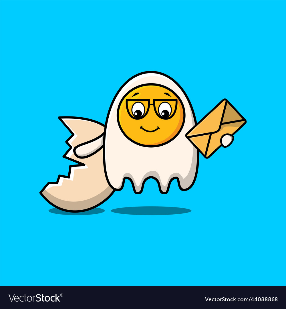 Cute Cartoon Fried Eggs Holding Envelope Vector Image