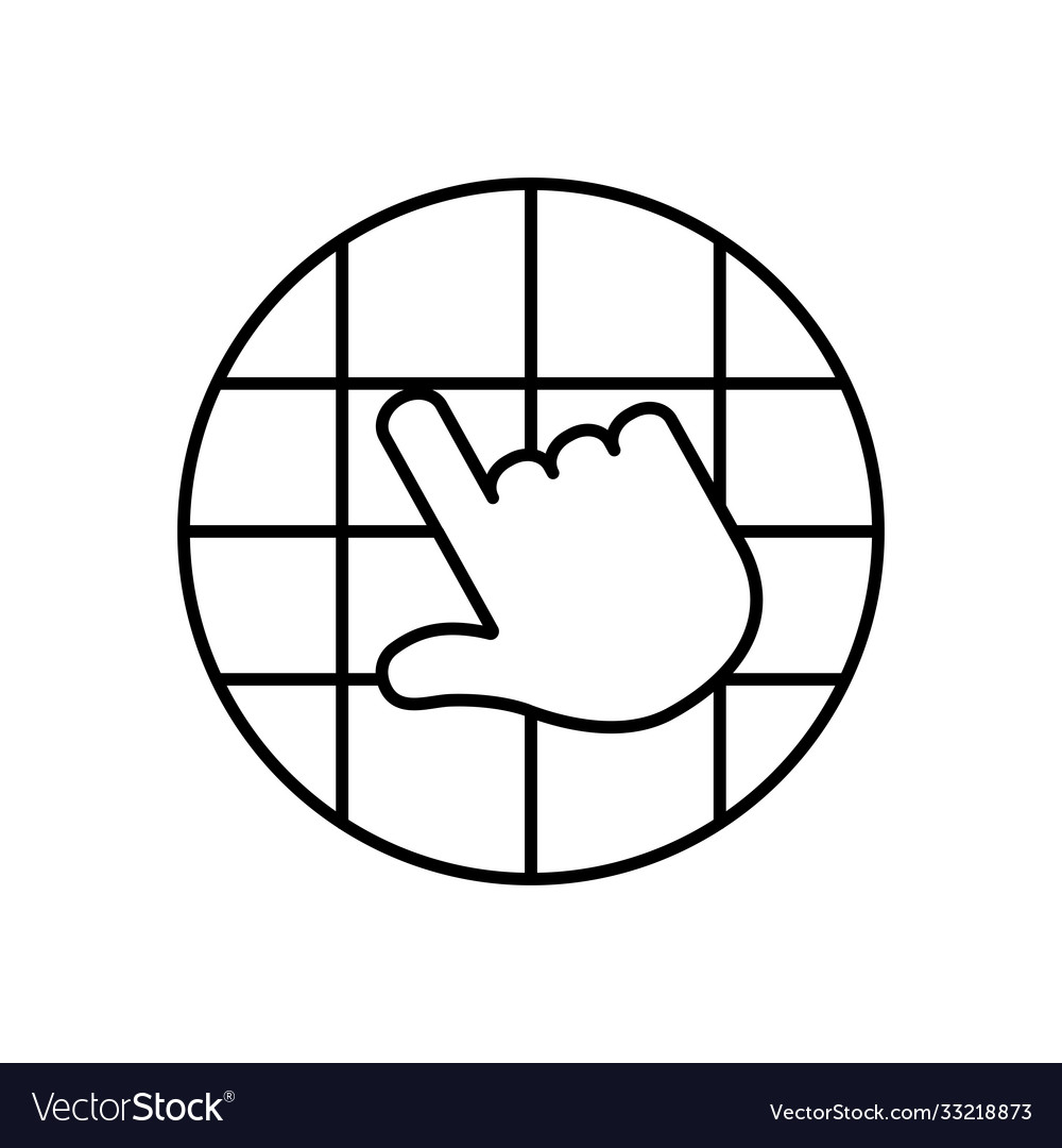 Global Sphere And Hand Cursor Line Style Vector Image