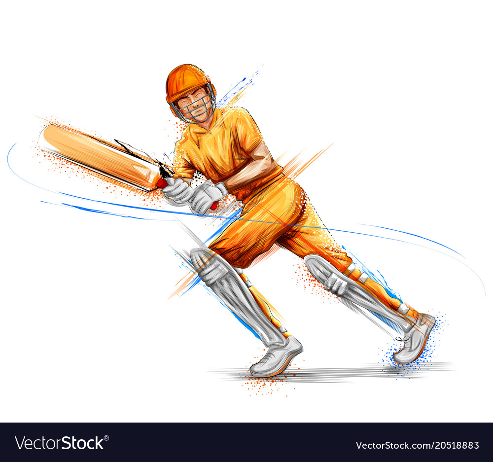 Batsman Playing Cricket Championship Sports Vector Image