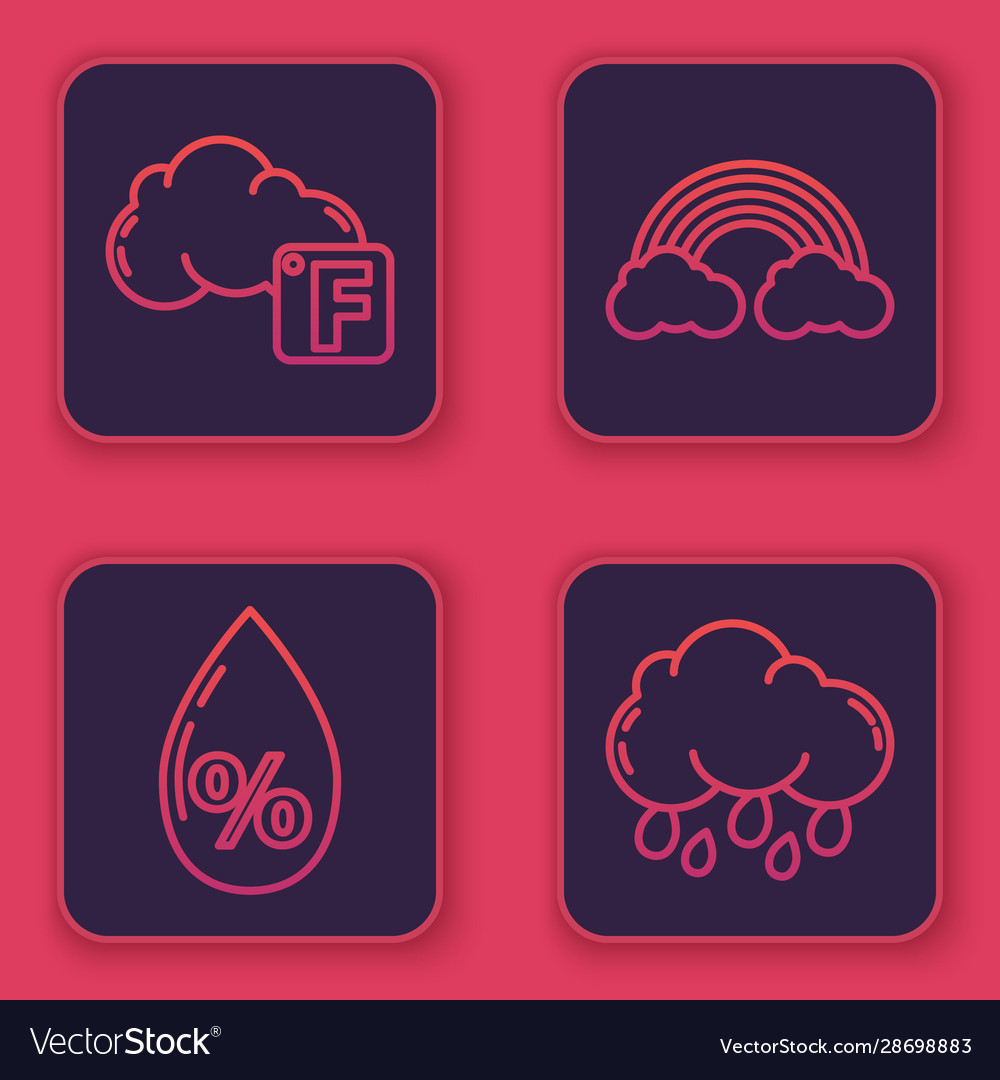 Set Line Fahrenheit And Cloud Water Drop Vector Image