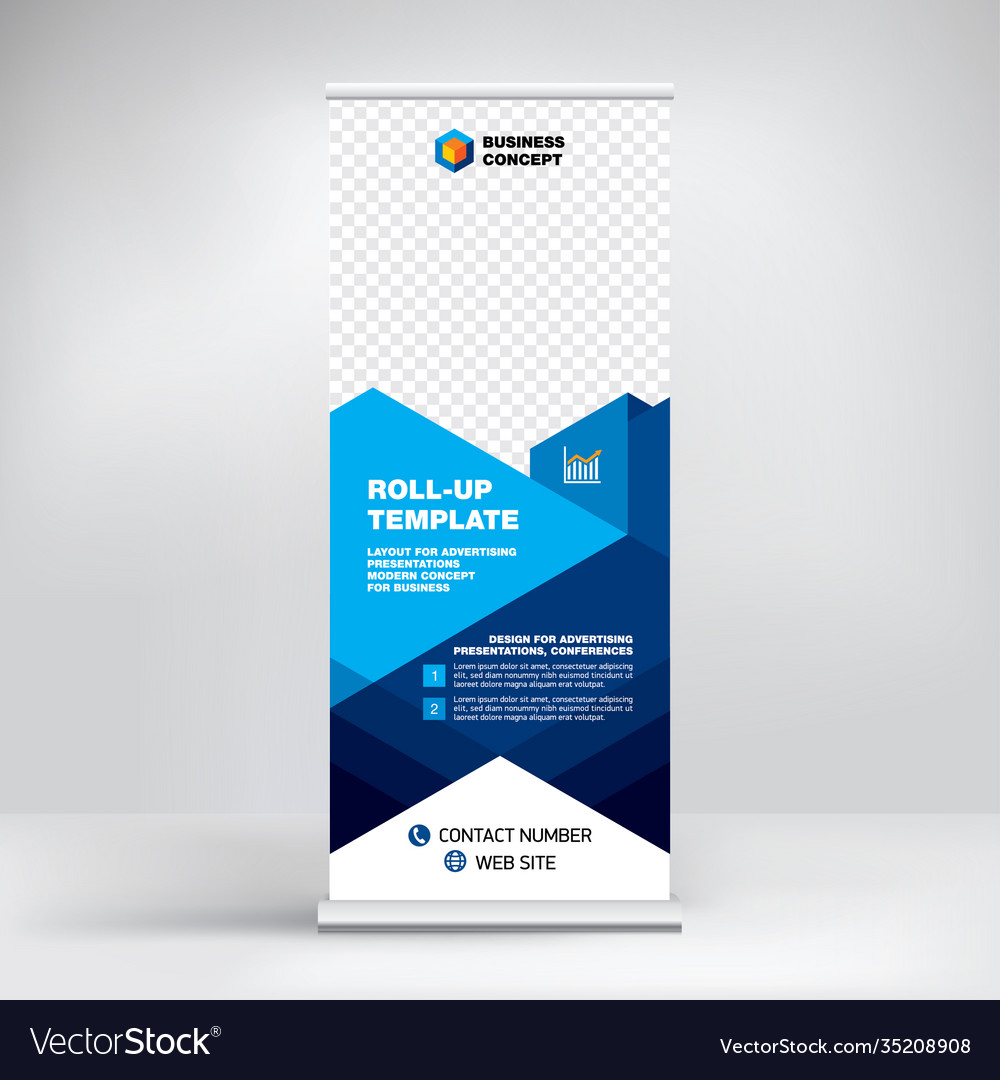 Roll Up Advertising Stand Modern Design Royalty Free Vector