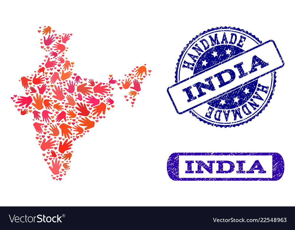 Handmade Collage Of Map India And Distress Vector Image