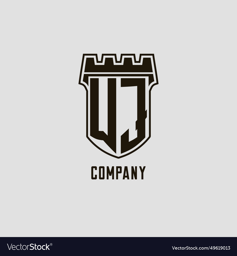 Monogram Wj With Shield Fortress Logo Design Style