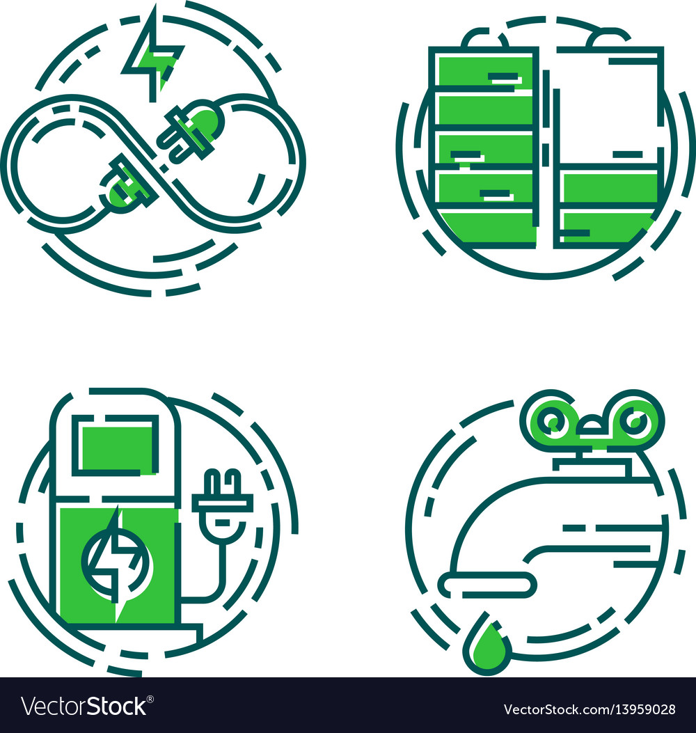 Green Ecology Energy Conservation Icons And Vector Image