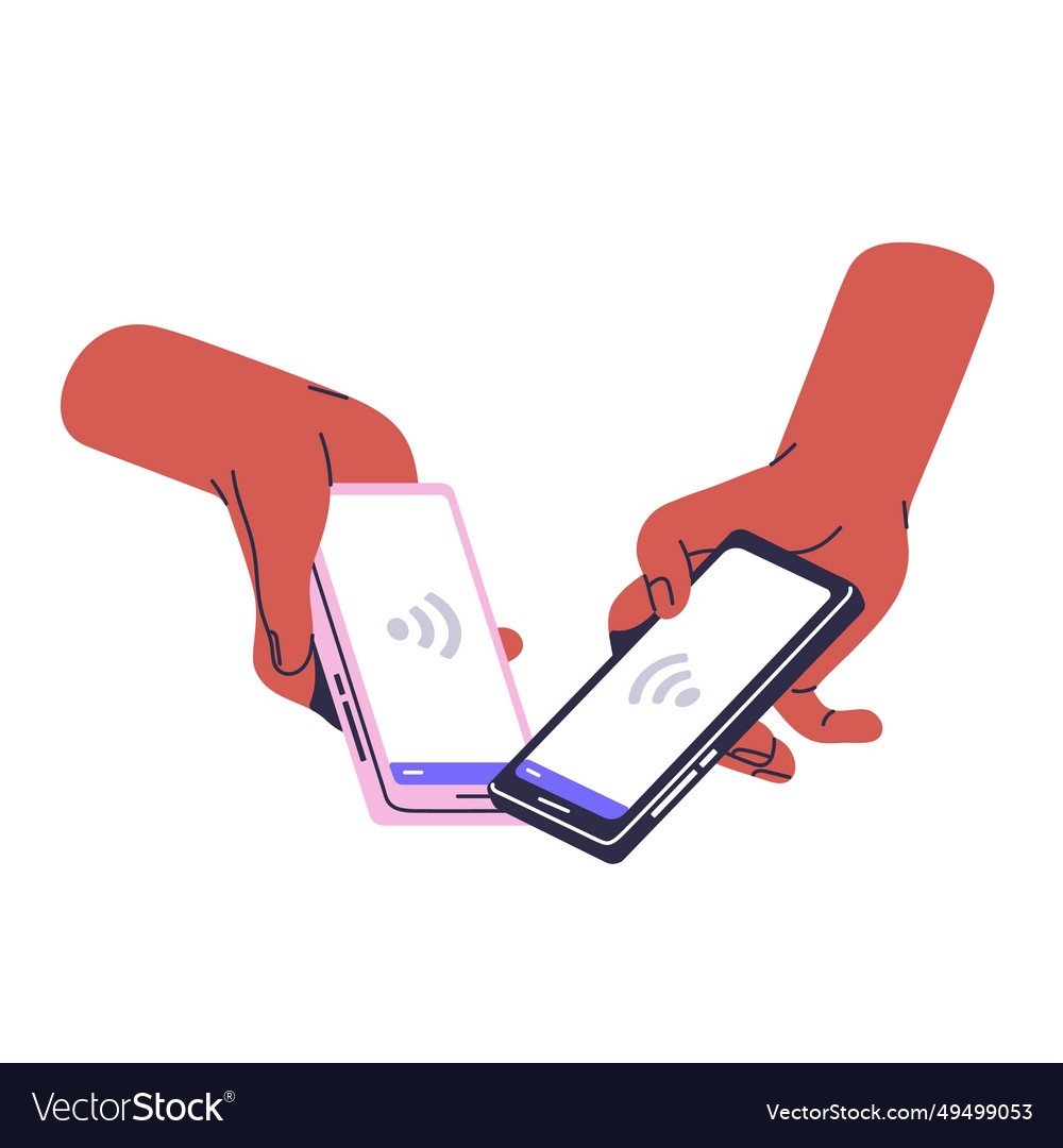 People Hold Smartphones In Hands Users Share Vector Image