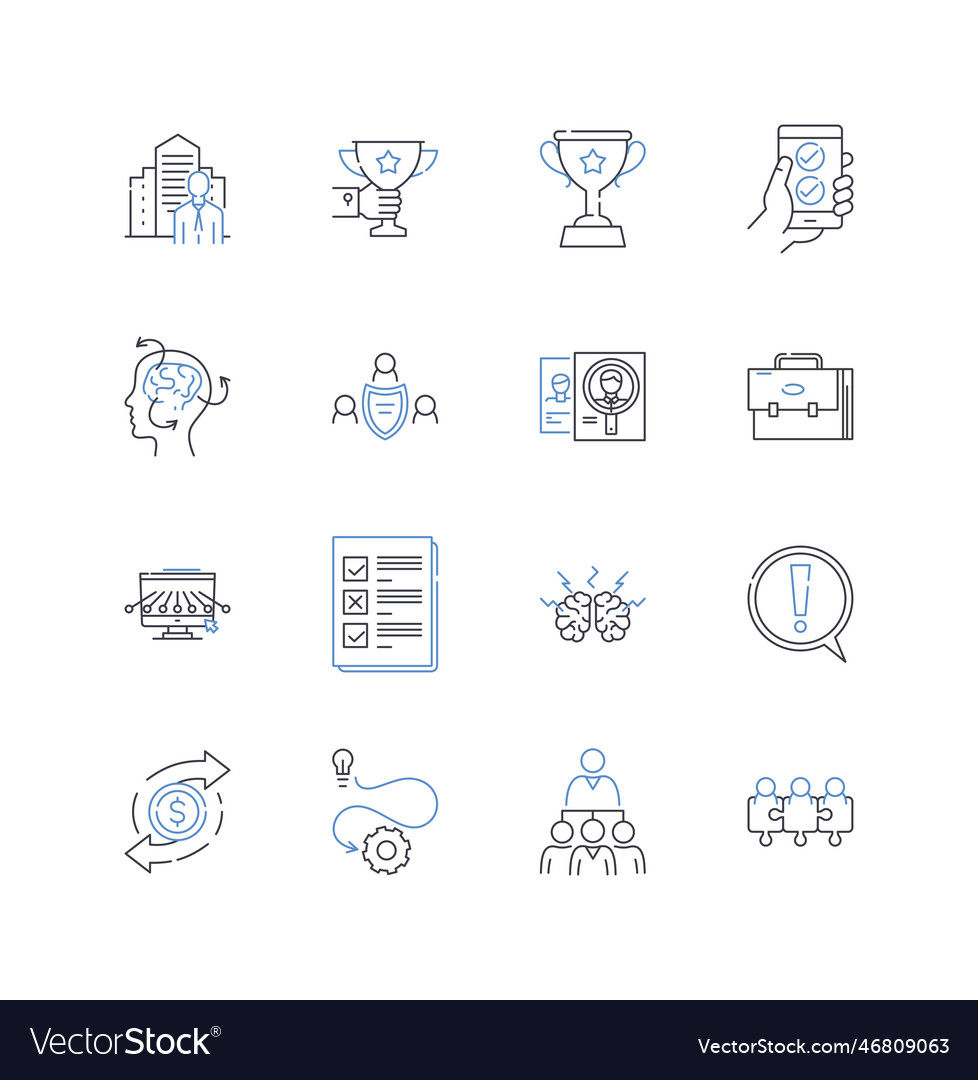 Enterprise Growth Line Icons Collection Expansion Vector Image