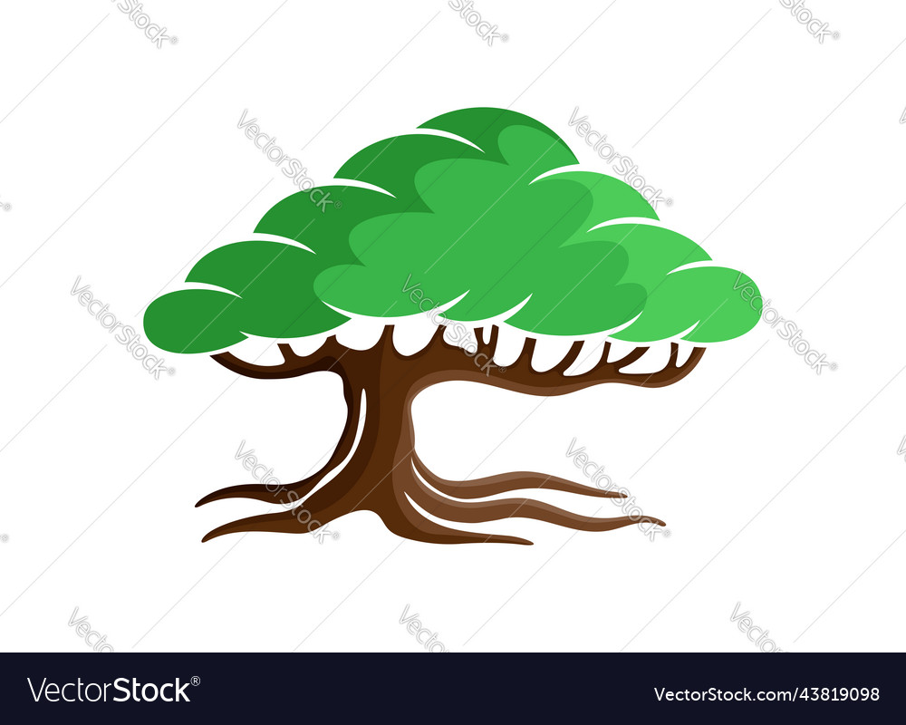 Tree Icon With Roots Royalty Free Vector Image