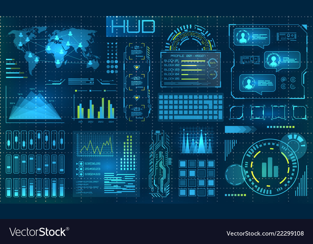 Futuristic Hud Design Elements Infographic Vector Image