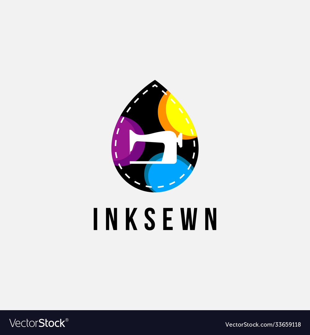 Ink Drop With Cmyk Color As Sewn Label Logo Icon Vector Image