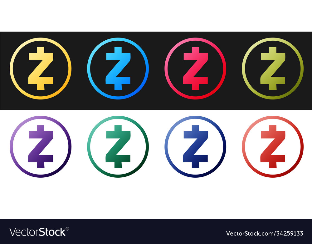 Set Cryptocurrency Coin Zcash Zec Icon Isolated Vector Image