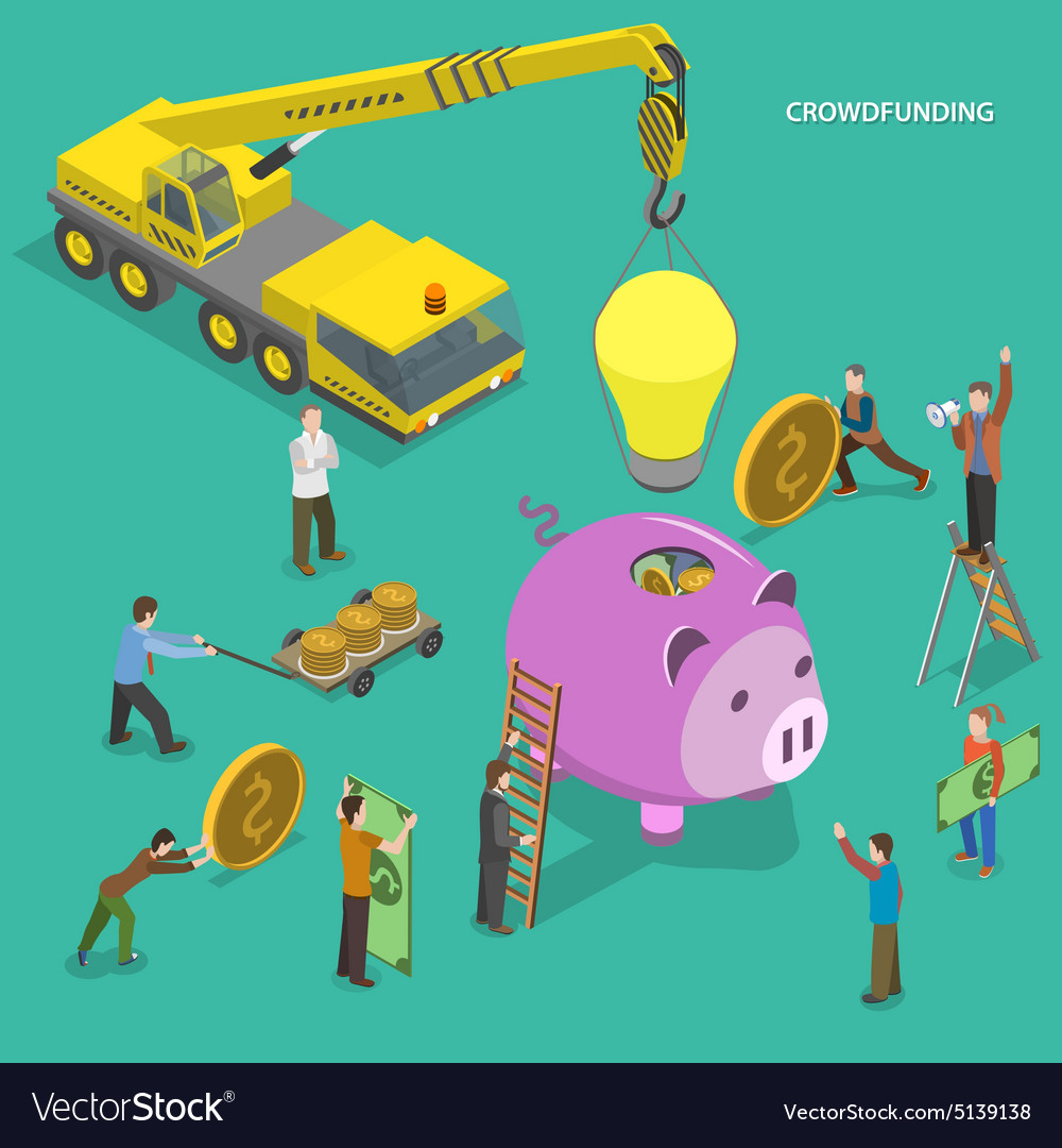 Crowdfunding Flat Isometric Concept Royalty Free Vector