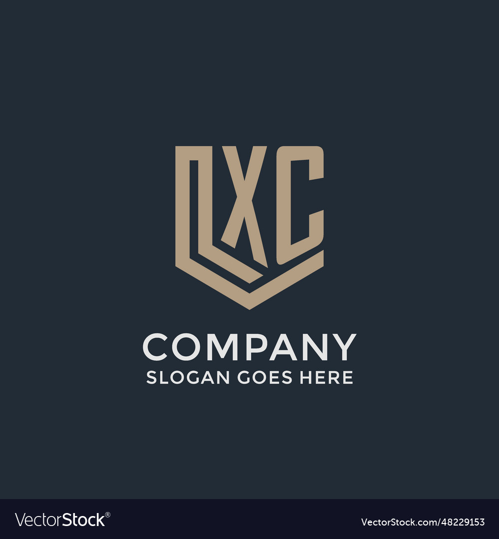 Initial Xc Logo Shield Guard Shapes Idea Vector Image