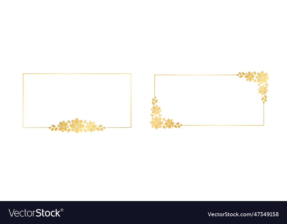 Rectangle Gold Floral Frame Set Luxury Golden Vector Image