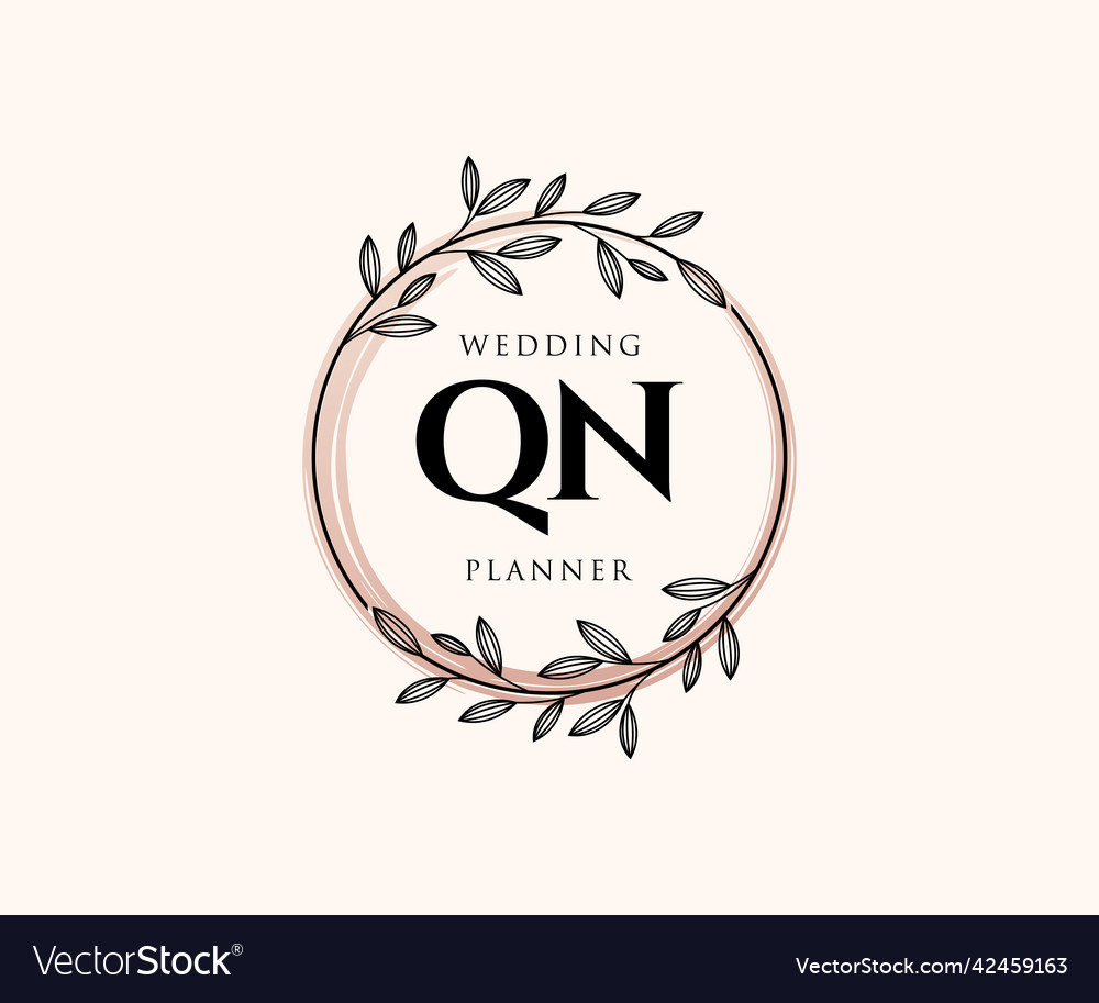 Qn Initials Letter Wedding Monogram Logos Vector Image