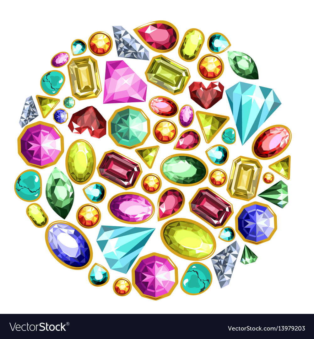 Gems And Diamonds Isolated Icons Set Royalty Free Vector