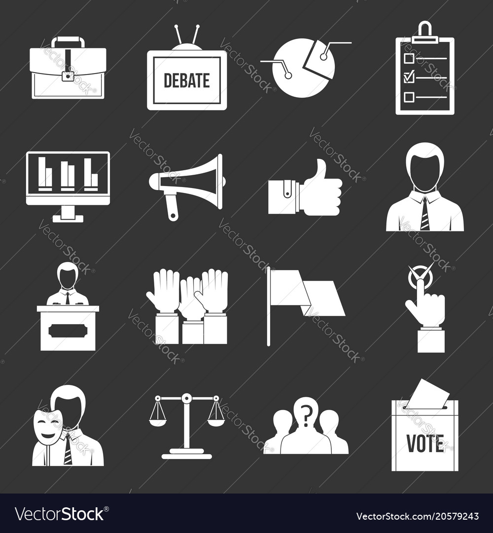 Election Voting Icons Set Grey Royalty Free Vector Image