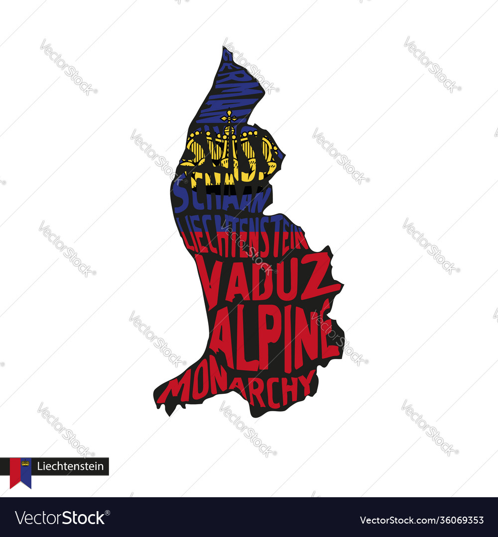 Typography Map Silhouette Liechtenstein Royalty Free Vector