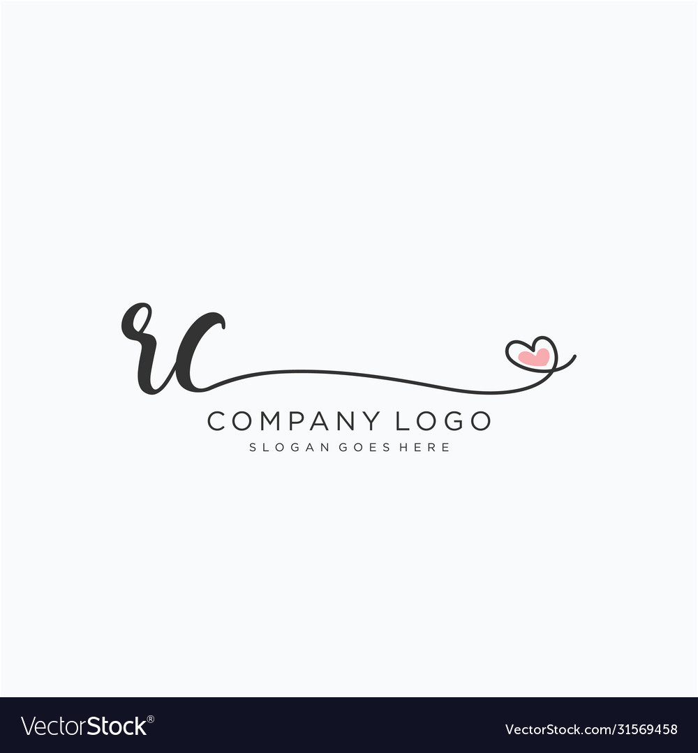 Rc Initial Handwriting Logo Designinitial Vector Image