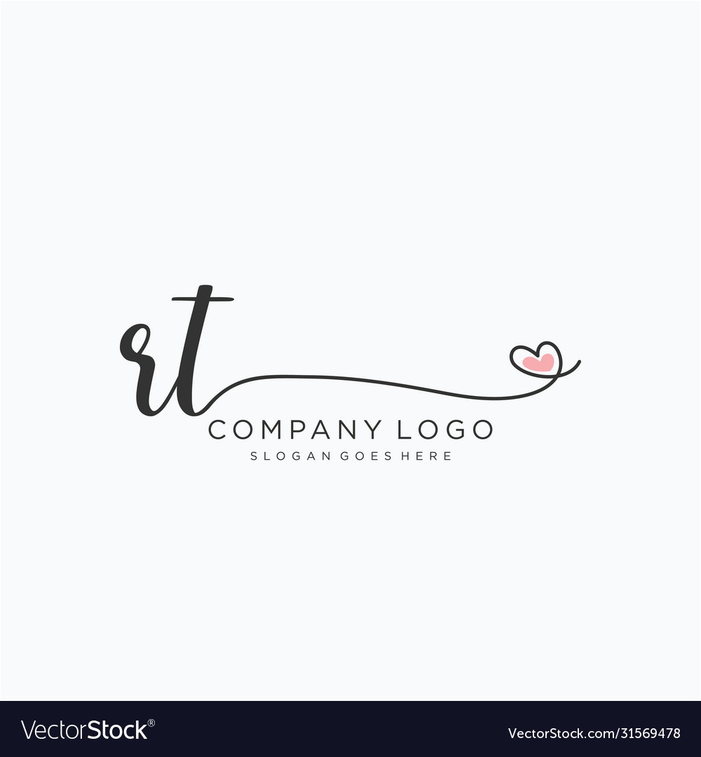 Rt Initial Handwriting Logo Designinitial Vector Image