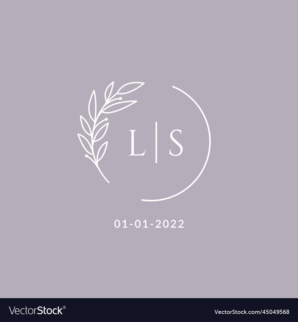 Initial Monogram Ls Wedding Logo With Decorative Vector Image