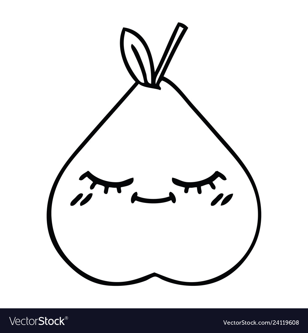 Line Drawing Cartoon Green Pear Royalty Free Vector Image