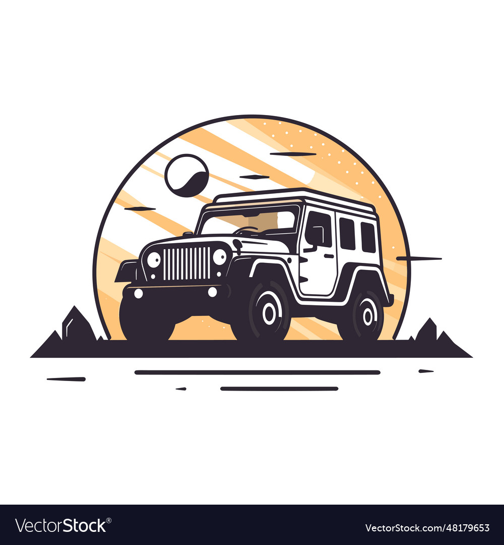 Beautiful Jeep Silhouette Royalty Free Vector Image