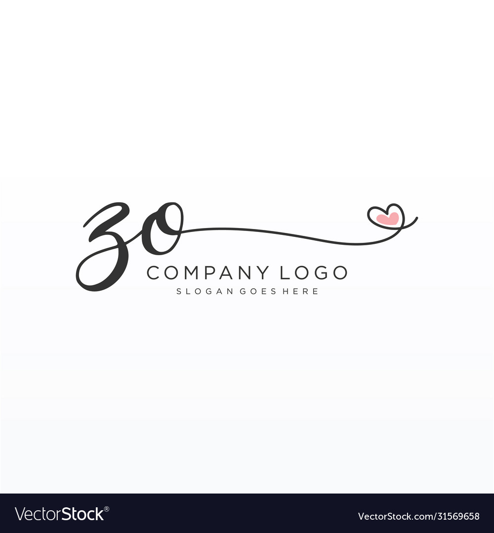 Zo Initial Handwriting Logo Design Royalty Free Vector Image