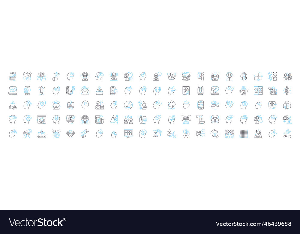 Thinking And Brainstorm Line Icons Set Royalty Free Vector