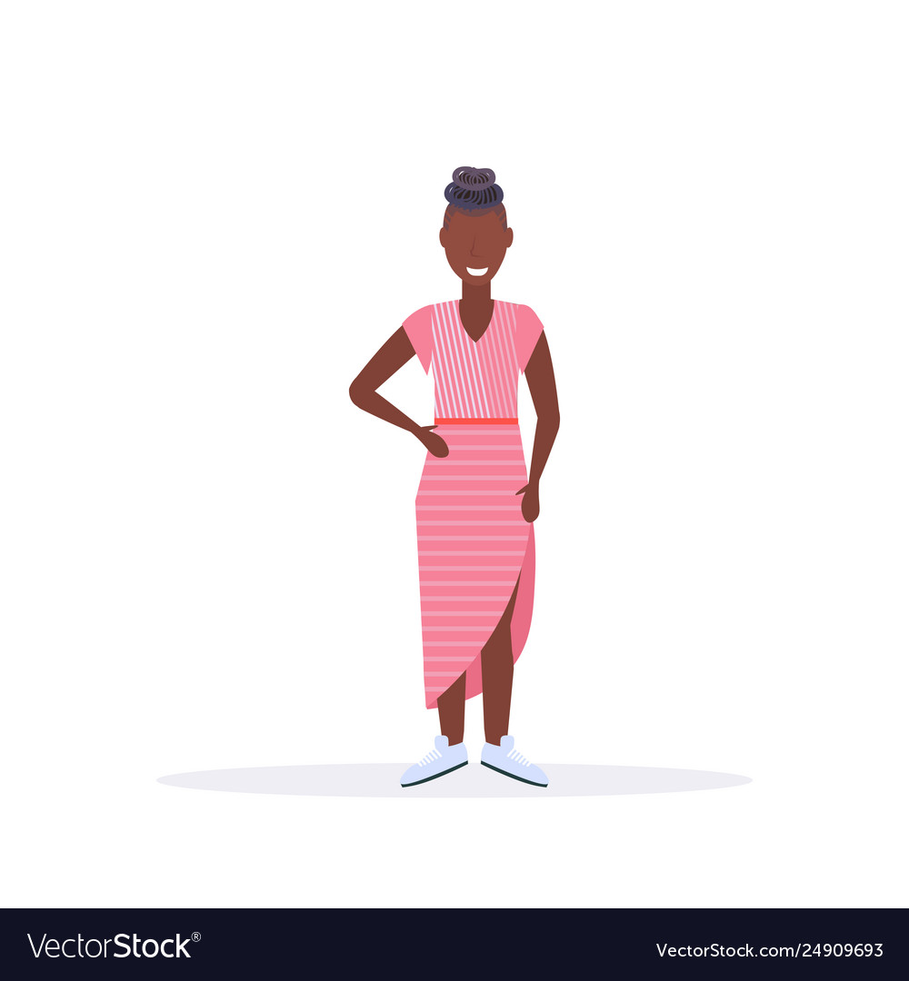 Happy Casual Woman Standing Pose Smiling African Vector Image