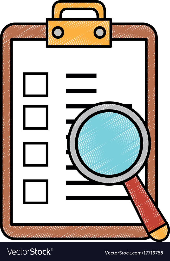 Checklist Clipboard With Magnifying Glass Vector Image