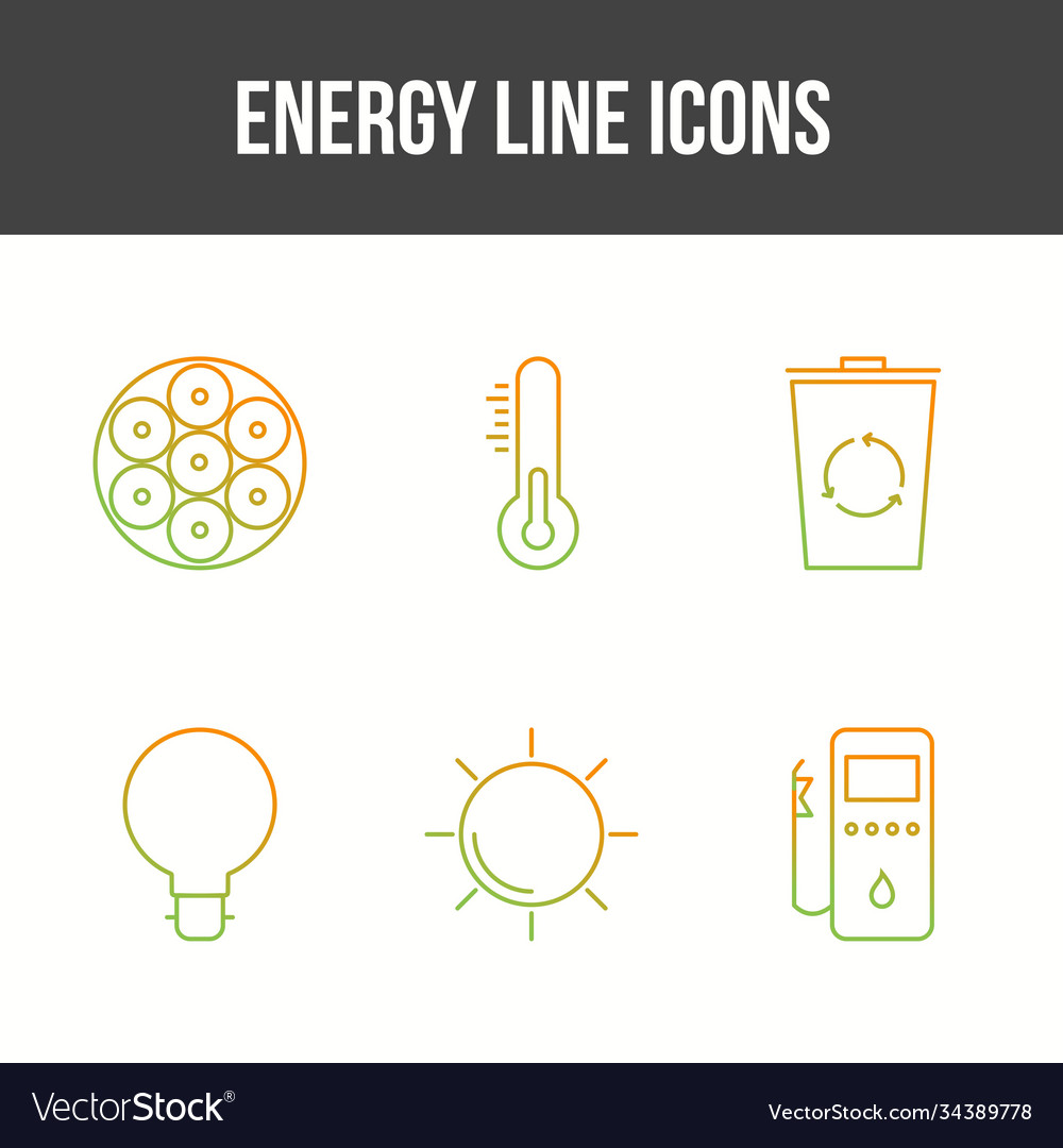 Unique Energy Line Icon Set Royalty Free Vector Image