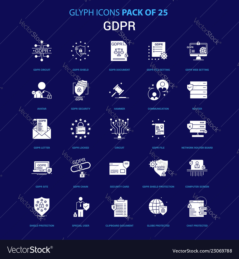 Gdpr White Icon Over Blue Background Pack Vector Image