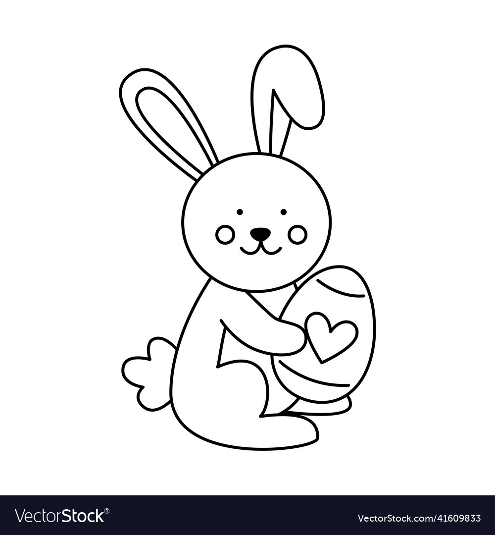 Image Of Cute Black And White Easter Rabbit Vector Image